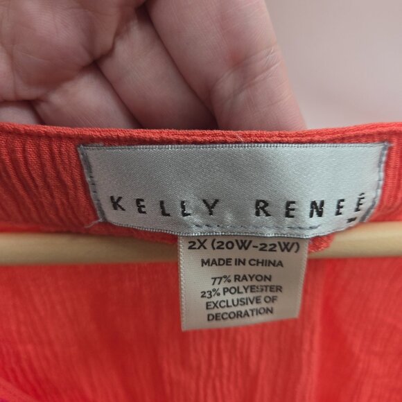 Kelly Renee Orange Sleeveless Embroidered Boho Blouse Size 2x 20-22w - Picture 7 of 10